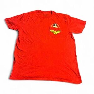 Red Wonder Woman patch pocket cotton t-shirt